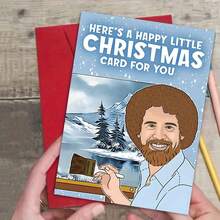 1pc Charming "Art - Inspired Christmas" Card, Lighthearted Creative Festive Humor, Paper Made, Suitable For Sending Christmas Wishes To Art - Loving Pals, Delightful Art - Themed Holiday Note, Comes With Envelope - Multicolor - View 2