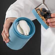 1pc 830ML Salad Cup, Breakfast Cup With Utensils, Leak-Proof Cup Set: Portable Fruit Salad, Cereal And Yogurt Cup Set, Dishwasher , Suitable For Work, School And Travel - (Blue) (White) (Purple) (Red) (Green) - Multicolor - View 7