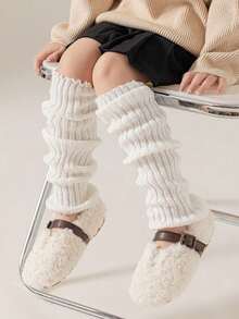 1/5/10 Pairs Girls All-Match Leg Warmer Socks For 4-12 Years, Christmas Girls Socks,New Year Socks,Fashionable And Comfortable, Suitable For Jk Styles, For Autumn/Winter Daily Wear, Candy Colors, Black&White, For A Gift