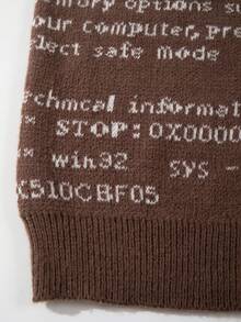 Unisex Retro Abstract Letter Pattern Knitted Cardigan, Casual European/American/Asian Style, Suitable For Spring, Autumn, Winter