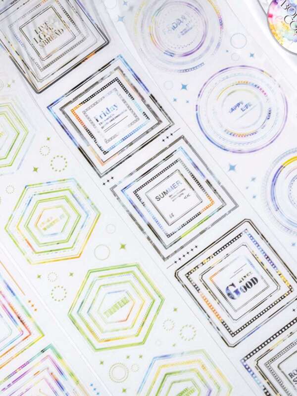 1 Roll Colorful Border Themed PET Die-Cut Decorative Tape, For Scrapbooking, Decorating Notebooks, Photo Frames, Phone Cases, Mugs, Magazines, Stationery Boxes, Fun Personalized DIY Collage & Craft Material