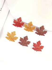 6pcs Maple Leaf Hair Clips, Shiny Autumn Leaf Alligator Hair Clips, Gold/Red/Brown Fall Leaves Hair Accessories For Girls, Thanksgiving, Autumn Festivals