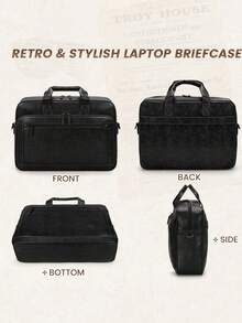 NEWHEY 16英寸男士真皮笔记本电脑包，复古斜挎包，大号单肩办公笔记本电脑包，复古学院风双肩包，适合工作、商务、旅行 - 彩色 - 查看 8