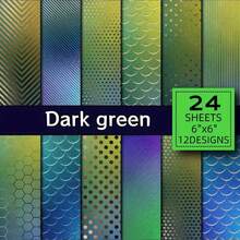 24PC Dark Green Pattern 5.91x5.91in, Suitable For Scrapbooking, Gift Wrapping, Diary Inserts, Office Supplies, Perfect For Paper Art Prints, Thick Cardstock, Vintage Aesthetics, High Quality Printing Waste Paper Magazines High Printing, Very Suitable For Retro Recipe Theme Crafts, - 5.91x5.91英寸 - 查看 7