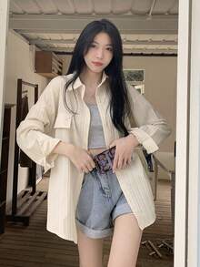 时尚长袖防晒衫，独特又与众不同 - 杏色 - 查看 7