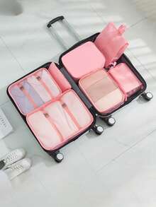 6/7/8/9pcs Travel Packing Cubes, Luggage Organizer Bags, Laundry Bag, Shoe Bag, Multi-Function Compression Packing Cubes, Lightweight Travel Luggage Organizer, Washable Nylon Material, Suitable For Students, Teachers, Travelers