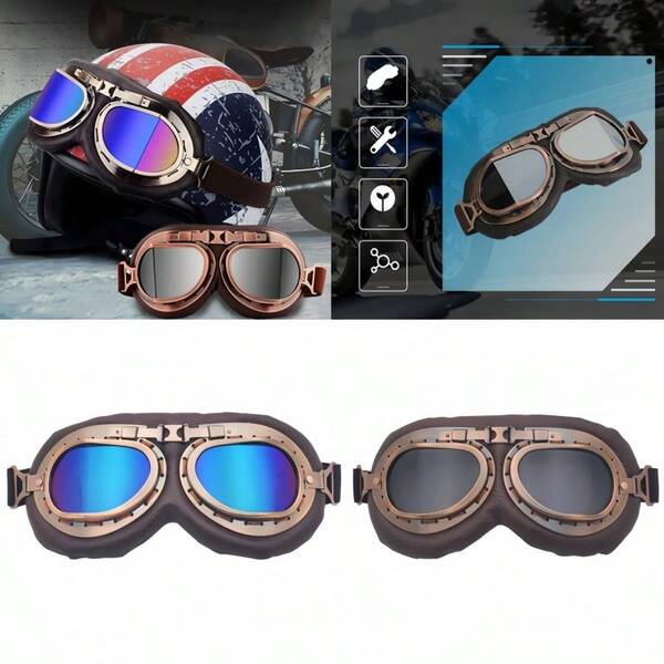 Retro Motorbike Motocross Helmet Pilot Goggles Jet Vintage Wwii Pilot Goggles Motorcycle Scooter Glasses Offroad Glasses