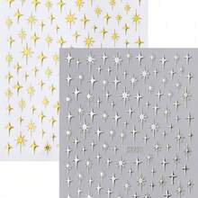 2pcs Gold & Silver Star Nail Stickers, 3D Foil Cross Star Y2K Nail Art Decals, Self-Adhesive Slider Nail Salon Stickers Nails Nail Supplies - Multicolor - View 8