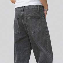 Calça Balão Calca Denim Masculina Bag Boca Larga Streetwear Estonada Cinza Grafite - Cinza Claro - Visão 8
