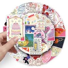 50pcs Cartoon Fantasy Dream Stickers, Cute Retro Aesthetic Sticker Set, Retro Watercolor Fashion Ins Stickers, Scrapbooking Stickers, Waterproof Vinyl Stickers, Bulk, Suitable For Water Bottles, Skateboards, Luggage, Laptops, Bumpers, Theme Party Supplies - Multicolor - View 7