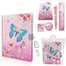 دفتر يومية للبنات مع قفل، طقم قرطاسية دفتر يومية للأطفال، مناسب للأطفال ما قبل المدرسة والمراهقين بأعمار 6 و 8 و 10 و 12 للتعلم والكتابة والرسم، هدية الحورية، مع دفتر ، لوح ملاحظات، 6 أقلام متعددة الألوان، مسطرة، ممحاة - متعدد الألوان - مشاهدة 14