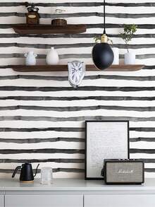 1 Rollo de papel tapiz grueso a rayas blanco y negro de 17.7 pulgadas x 39.3/118.1/196.8 pulgadas, con textura desprendible y autoadhesivo, adecuado para fiestas, hoteles, decoración del hogar, dormitorios, particiones y renovación de almacenes