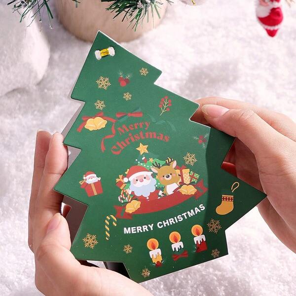 1-20 pièces Boîte-cadeau en forme d'arbre de Noël 15,5 * 12,8 * 6 cm/5 * 6,1 * 2,36 pouces Boîte-cadeau imprimée avec le Père Noël et le renne, idéale pour les cadeaux de fête, les décorations d'arbre de Noël et les ornements festifs. Boîtes-cadeaux de vacances en vrac, décoration de la maison, décorations de Noël, décoration de la pièce, hiver