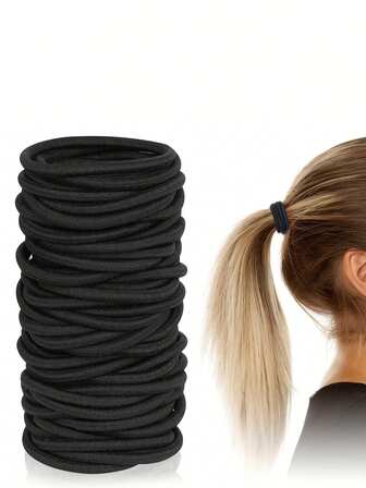 10Pcs/40Pcs/80Pcs/100Pcs High Elasticity Thick Black Hair Ties, Hair Accessories For Hairstyles, Hair Rope Scrunchies, Ponytail Holders - Hair Styling Tools, Rubber Bands, Multi-Functional Hair Accessories For Thick And Curly Hair For Women Or Men, Won't Damage Hair, Reusable, Suitable For Daily Life, Outdoor, Shower, Elastic Band, Casual Party, Work Commute, Sports, Campus, Dating, Vacation, Great Gift For Moms, Friends, Couples, Classmates Hairbands