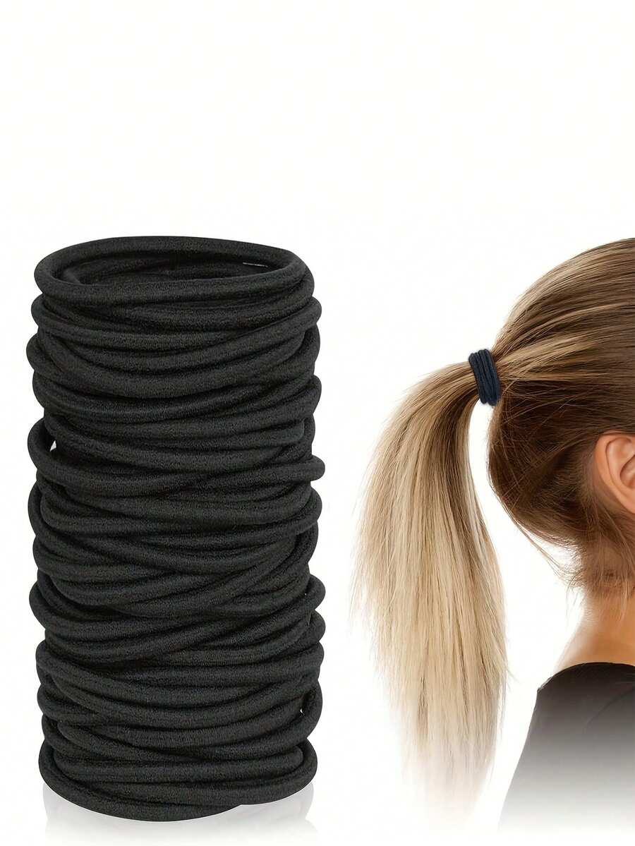 10 Piezas/40 Piezas/80 Piezas/100 Piezas Lazos para el cabello negros de alta elasticidad y grosor, accesorios para el cabello para peinados, scrunchies de cuerda para el cabello, sujetadores de cola de caballo - Herramientas de peinado, bandas de goma, accesorios para el cabello multifuncionales para cabello grueso y rizado para mujeres u hombres, no dañan el cabello, reutilizables, adecuados para la vida diaria, al aire libre, ducha, banda elástica, fiesta casual, trabajo, transporte, deportes, campus, citas, vacaciones, gran regalo para mamás, amigos, parejas, compañeros de clase