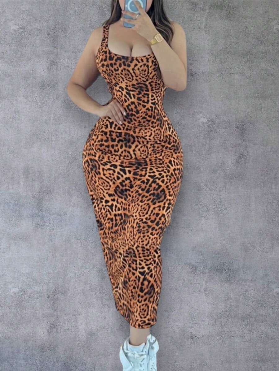 Women Midi Dresses - Coffee Brown - View 1