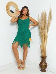 Beach Cover-Up With Ocean Waves - Verde Oscuro - Ver 2