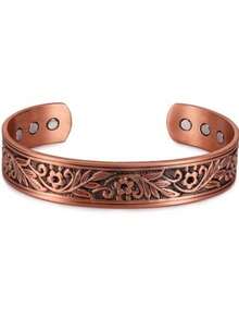 Pure Copper Bracelets For Men Matte Adjustable Cuff Vintage Magnetic 9mm Wide Energy Health Bangles Jewelry Resizable