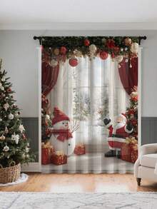 1 Stück Weihnachtskugel & Elementmuster hochwertige dekorative Gardinenstange zum Aufhängen, ganzjährig verwendbar, für Außen, Pavillon, Schlafzimmer, Küche, Büro, Arbeitszimmer, Wohnzimmer - halbtransparenter Vorhang (Stoffgewicht 100g) Wohndekoration Weihnachtsdekorationen Raumdekoration Weihnachtsdekorationen Zuhause - Verschiedenfarbig - Übersicht 8