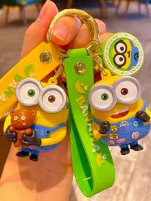 Minions Random 1pc Authentic Cartoon Keychain Pendant. Creative Couple Car Bags, Figurines, Keychains, Pendants, And Small Gifts For Room Decoration, Bedroom Decoration, Home Decoration, Wall Decoration, School Decoration, Surprise Dormitory Decoration, Back To School Learning Supplies