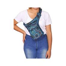 Rionera cruzada para mujer, lona de algodn, bohemio, hippie, festival, colorido, cinturn para mujer, Black - Turq, Una talla, Rionera, rionera, rionera - inicial - Ver 7