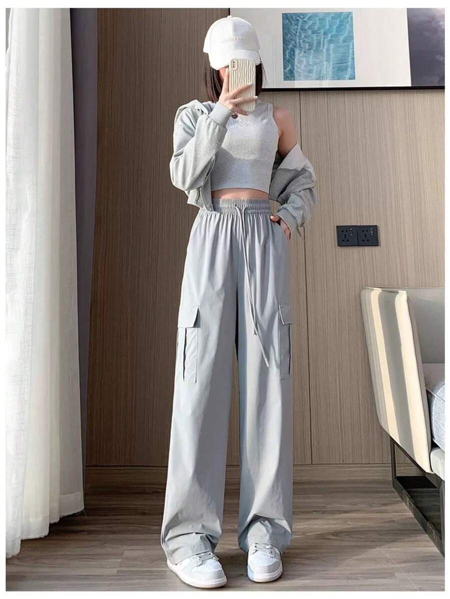WOMEN'S SKATEBOARD, CASUAL, 6 POCKETS, DRAWSTRING CLOSURE, UNISEX FASHION - 淺灰色 - 查看 1
