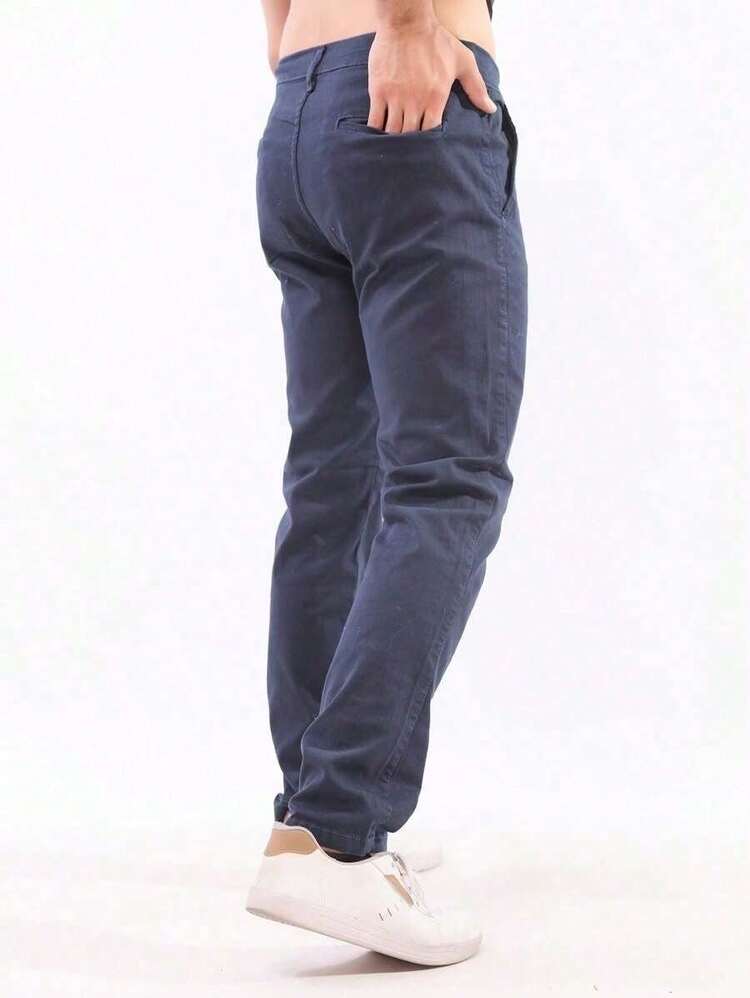 29 Men's Slim Fit Sport Slim Fit Twill Pants With Built-In Pocket, Knife Pocket, Lycra, High Durability And Comfort - Màu xanh hải quân - Xem 2