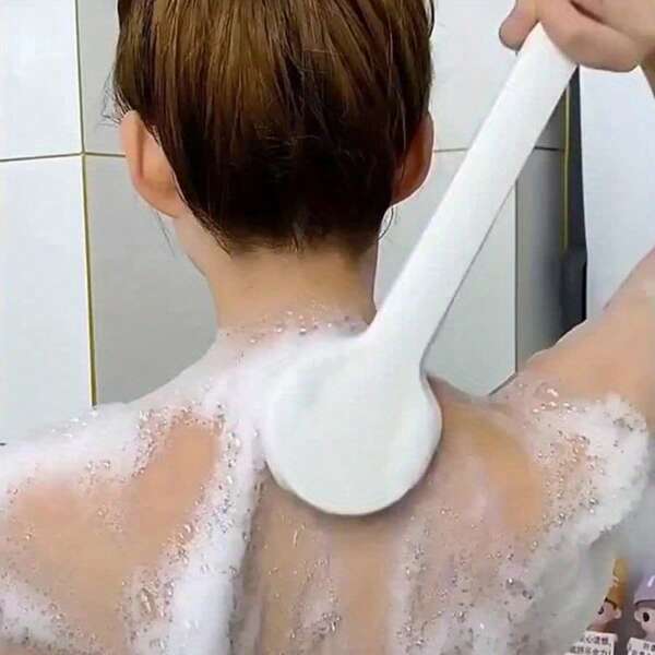 Adults' Bath Brush/Exfoliating Towel For Back Scrubbing – Bath Essentials. Long-Handled Soft-Bristle Bath Brush With Nylon Bristles, Removes Dead Skin Cells/Exfoliates. Gentle Massage, Deep Exfoliation.