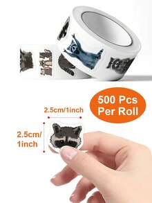 500pcs/Roll Cat Expression Stickers, Suitable For Decorating Handbags, Envelopes, Sealing Stickers - Black - View 4