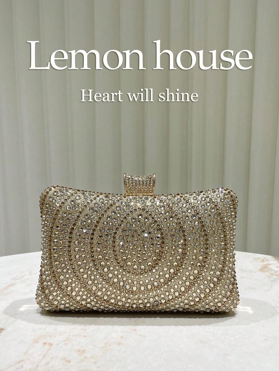 1 件优雅水钻装饰女士晚宴手拿包，可拆卸肩带，适合婚礼、派对、庆典等正式场合