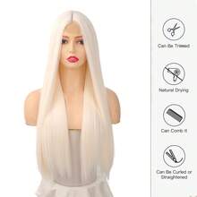 5*0.5 Synthetic Lace Front Wig Long Smooth Straight Edge Lace Front Wig Suitable For Women's Daily Party Use - Multicolor - View 8