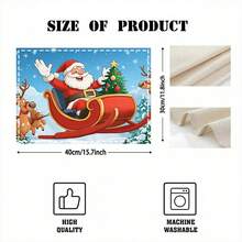 1 set/1 pieza/4 piezas/6 piezas Manteles individuales con estampado de trineo de renos navideños, manteles individuales rectangulares de poliéster lavables a máquina, protectores de mesa, manteles individuales termoaislantes, decoraciones de mesa de restaurante, suministros para fiestas, decoraciones navideñas que pueden regalarse