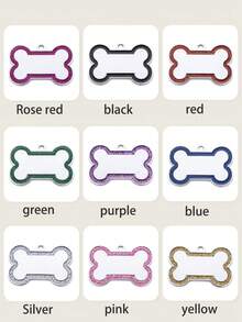 1pc Customized Text Pet Tag, Zinc Alloy Dog Anti-Lost ID Tag With Glitter Pink Circle, Customized Bone Shaped Dog Tag - Engraved For Pet Identification, Essential For Holidays/Parties