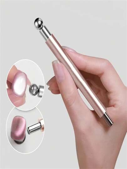 2 Pieces Of Round Stainless Steel Magnetic Double-Ended Nail Art Cat Eye Pattern Design Tool, 3D Cat Eye Nail Polish Effect, Suitable For Ladies, Salons And DIY, No Fragrance. Nail Art Magnet, Art Brush, Detailed Nail Art Pen, Painting Tool, Nail Art Accessories, Nail Art Design, Nail Care Supplies, Magnetic Tool, Stainless Steel Magnetic Tool,