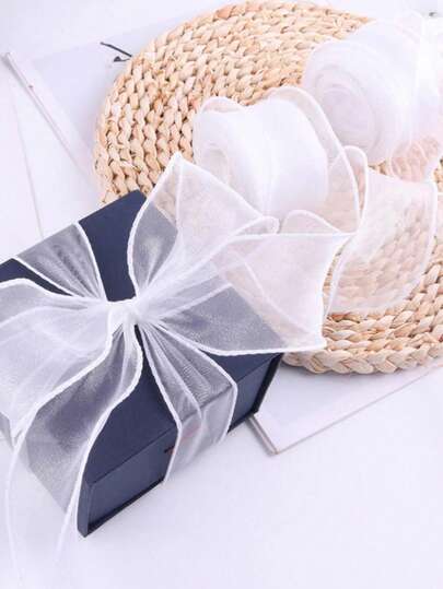 1 件/2 件 10 码/卷彩色鱼尾薄纱，纯色透明织物丝带，用于礼品包装、情人节花束装饰、婚礼派对装饰，适用于邀请函、工艺品、发饰蝴蝶结，不含芯