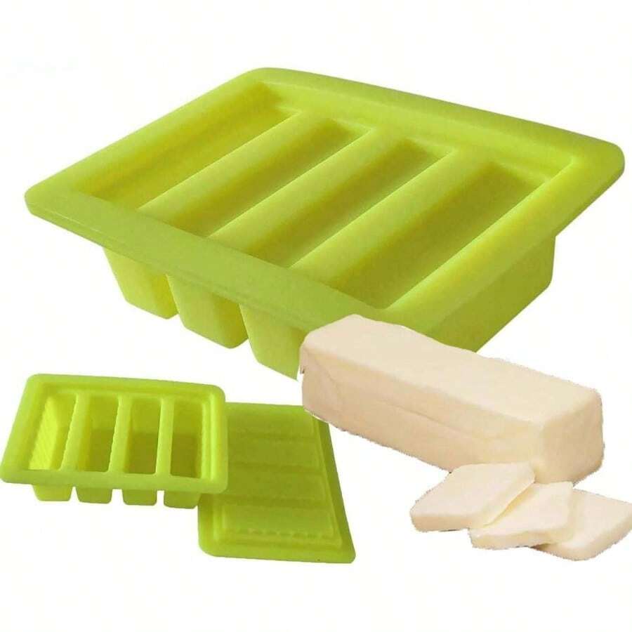 Butter Molds Large 4 Cavities Silicone Butter Mold Pudding Jello Shot Mold Butter Stick Molds, Cheesecake, Butter Mold With Lid Product Dimensionsx 5x 2 Butter Mold Stick Yellow - 黃色 - 查看 1