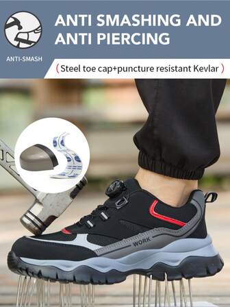 男式钢头鞋安全鞋，轻便防刺穿 Eva 鞋底工作靴，抗压坚不可摧的工作训练鞋，适用于建筑工地、仓库、园艺、工厂工作、仓库、户外作业的防护鞋，女式防砸运动鞋，徒步旅行，钢头工作靴，低帮建筑工作和日常穿着，工地靴，锻造车间，安全鞋