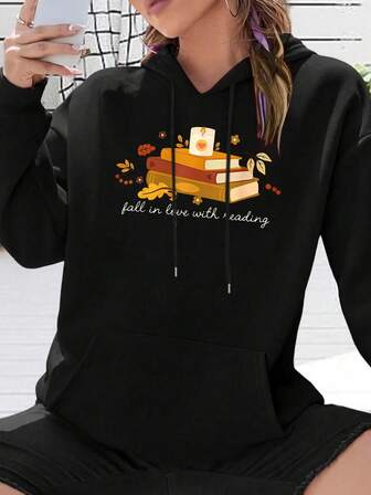 Fall In Love With Reading Hooded Sweatshirt Womens Hoodies,Soft Warm Shirts,Classic Hoodie,Pullover Hoodie