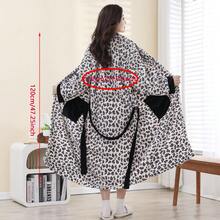 1 بشكل الأناناس/تصميم سادة ذو كابوت للنساء بحزام وجيب، منشفة قابلة للارتداء، منشفة حمام، رداء طويل ذو كابوت، قميص نوم نسائي مطبوع بنمر وفيونكة