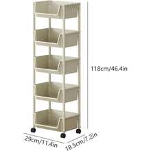 Chariot de rangement multifonctionnel en plastique avec roulettes, organisateur à plusieurs niveaux, adapté à la chambre, à la cuisine, à la salle de bain et au salon - 1 - Voir 2