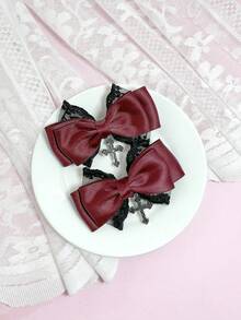 Bộ 2 phụ kiện tóc phong cách Gothic dành cho nữ, tông màu tối, phù hợp cho các lễ hội và sử dụng hàng ngày cho những người yêu thích phong cách Gothic. Bao gồm kẹp tóc nơ, kẹp càng cua, kẹp tóc cài đầu, phụ kiện đội đầu. - Nhiều màu - Xem 5