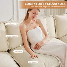 Modern Modular Sectional Sofa Chair, 41.4" Upholstered Chenille Single Accent Chair Comfy Cloud Deep Seat Couch, Oversized Armchair With Toss Pillow For Living Room Bedroom,Beige - Beige Singe Chair - 查看 5