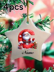 LICVIC Custom Christmas Decorations With Name, Personalized Christmas Tree Decorations, Customized Christmas Gifts, Customizable Christmas Craft Supplies, Diy Ornaments, Kids Souvenirs, Party Decorations, Round/Heart-Shaped/Star-Shaped Pendant, Ceramics, Garden, Room Decor, Cartoon, Boy, Girl, Kids, Family - Style a - View 7