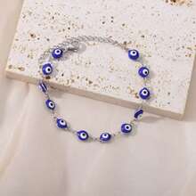 Pulsera de acero inoxidable con ojo malvado para mujeres, pulsera con cadena redonda esmaltada y cuentas de ojo malvado azul, joyería de playa de verano, regalo 2024 (número aleatorio de ojos)