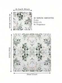 13英寸 x 13英寸绿色桉树叶图案一次性餐巾纸,适用于生日、婚礼、节日、万圣节、圣诞节、新年等场合,可用作派对用品和桌面装饰。 - 棕色 - 查看 10