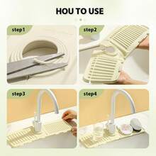 Faucet Mat For Kitchen Sink -17.5 X 5.5inch Drainage Pad, Faucet Drip Mat, Premium Silicone Splash Guard With Fast Drying Dish Soap Sponge Holder, Protective Sink Tray Ideal For Stone Sinks In Kitchen & Bathroom