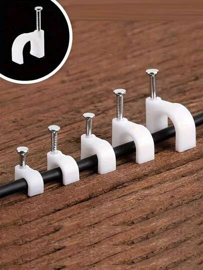 100 piezas de grapas de cable de acero, adecuadas para fijar cables de 4/5/6/7/8/9/10 mm, para gestión de cables, pared, ethernet, construcción, uso en interiores y exteriores