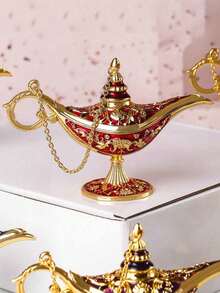 Vintage Magic Lamp Costume Accessories, Classic Arabian Prop Flower Pot Decor (Multiple Colors), Luxury Gold Pattern, Suitable For Home, Living Room, Home Decor, Theme Party Decor, Scene Decor, Holiday Decor, Ideal Gift For Birthday