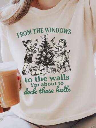 Vintage Fun Christmas, Ladies Christmas, Children's Christmas, Holidays, Christmas, New Year, Thanksgiving, Women's Fall Clothes, Women's Winter Christmas, Christmas Tree, Women's Casual Round Neck Short Sleeve T-Shirt