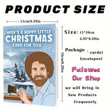 1pc Charming "Art - Inspired Christmas" Card, Lighthearted Creative Festive Humor, Paper Made, Suitable For Sending Christmas Wishes To Art - Loving Pals, Delightful Art - Themed Holiday Note, Comes With Envelope - Multicolor - View 5